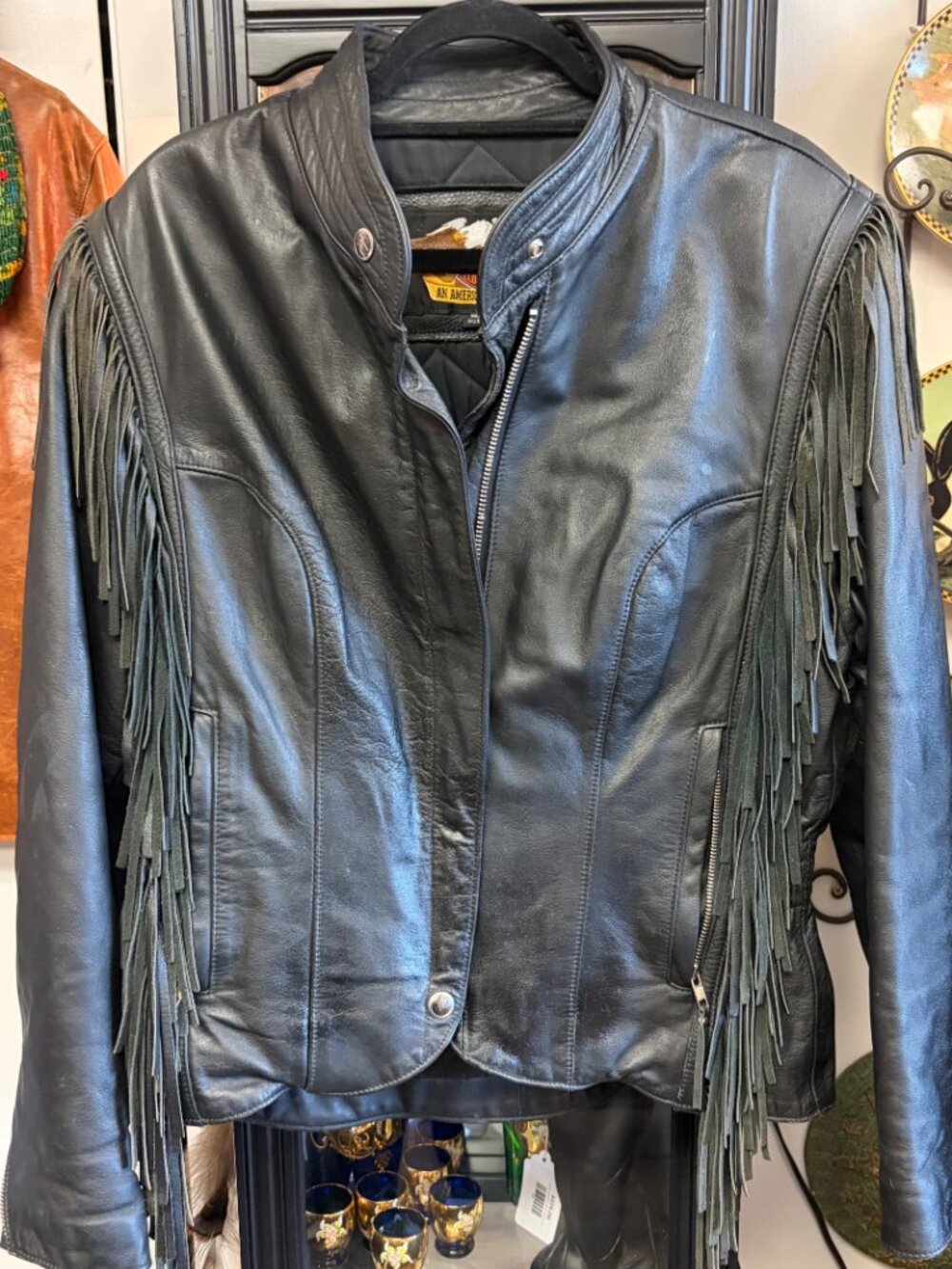 Harley-Davidson An American Legend Black Leather Fringe Motorcycle Jacket